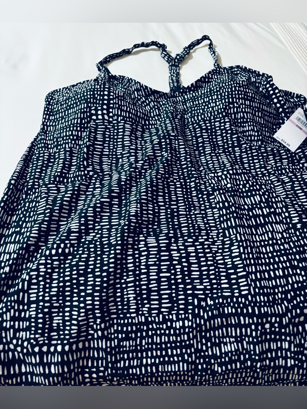 Women's Black and White Patterned Swimsuit Tankini
